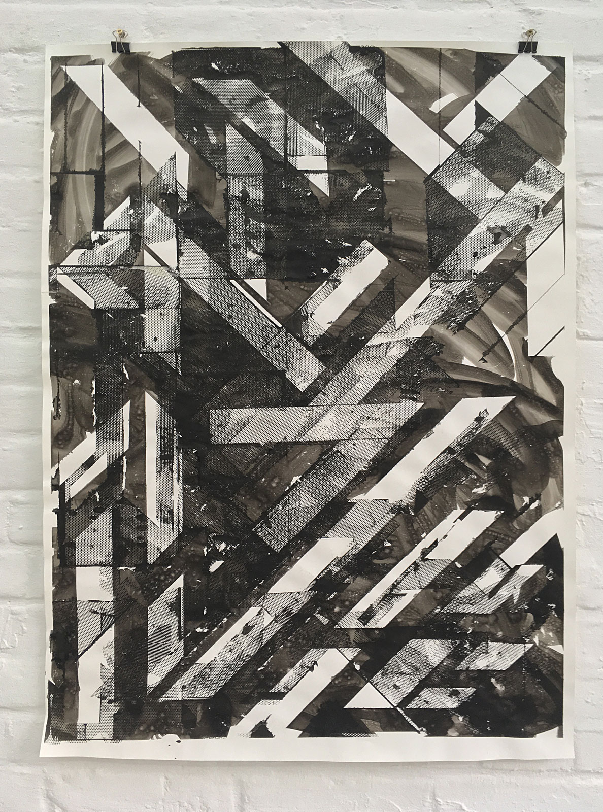 Burkhard Mönnich, Mesh #101, Tusche auf Papier, 102 x 73 cm, 2017 ©Der Künstler